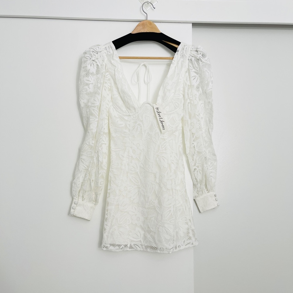 NWT For Love and Lemons Maureen White Mini Dress Size XS